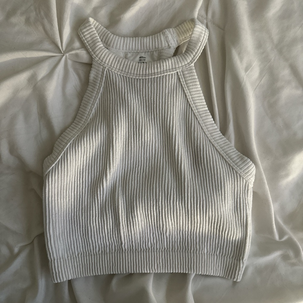 Aerie White Ribbed Crop Top